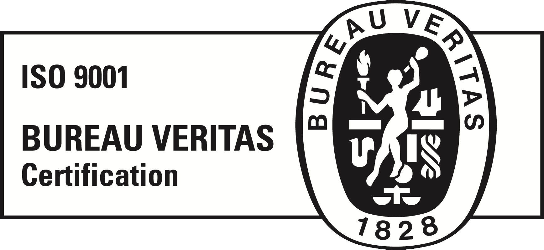 logo ISO 9001 certificering Comfective zwart wit